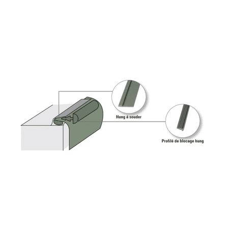 Profilé de blocage hung bobine 50 m - PVC gris clair