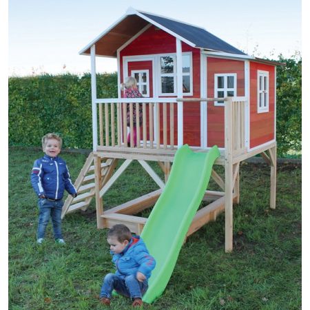 Cabane Enfant Loft en Bois Rouge 190x188x253cm