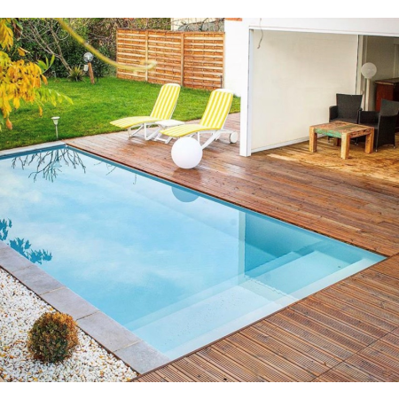 Piscine Bois Luxe Rectangulaire avec Plage immergée + escalier 420x320x145 cm