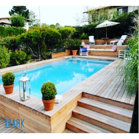 Piscine Bois Bianca Rectangulaire Luxe avec escalier 520x220x145cm