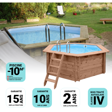 Piscine Bois Diamant Ronde avec Escalier ⌀360x131cm