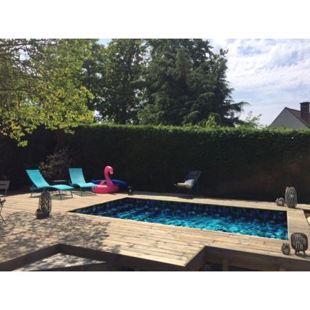 Piscine Bois Luxe Rectangulaire avec Escalier droit 520x320x131cm Pierre de Bali