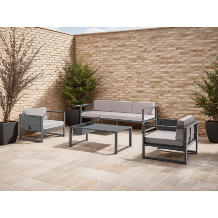 Salon de jardin 5 places Gris en Aluminium SUN