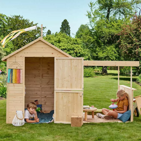 Cabane en bois avec pergola pour enfants - Eugénie