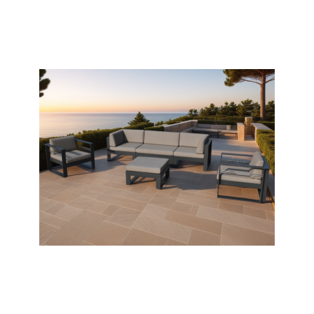 Salon de jardin 6 Places Gris Foncé Haut de Gamme ST TROPEZ 268x84x66cm