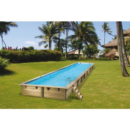 Couloir de nage Piscine Bois UBBINK LINEA 1550x350x155cm Liner Sable