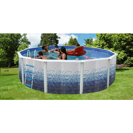 Piscine Ronde TRENCADIS Acier Decoration Mosaique 350 x 120 cm