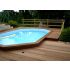 Piscine Bois Lucci Octogonale allongée avec Plage immergée + Escalier 415x265x131cm