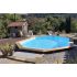 Piscine bois Lola Octogonale Allongée avec Plage Immergée + Escalier 541x336x131cm