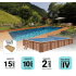 Piscine Bois Supreme Rectangulaire avec Escalier d'Angle 1220x520x145cm Pierre de Bali