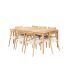 Ensemble Table 6/8 places avec 8 chaises CALVI en Teck et cordage Beige