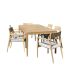 Ensemble Table 6/8 places avec 6 fauteuils CALVI en Teck et cordage Beige 