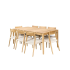 Ensemble Table 6/8 places avec 6 fauteuils CALVI en Teck et cordage Beige 