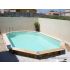 Piscine bois Allongée UBBINK 640x400x130cm Liner Beige 