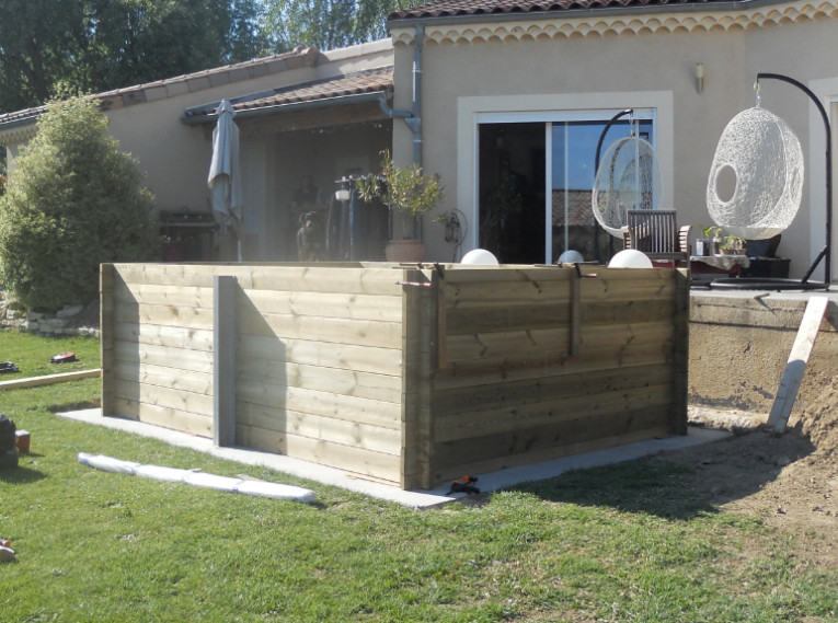 Kit Piscine Bois Hors Sol Luxe 420 X 320 X 131 Cm Liner Noir